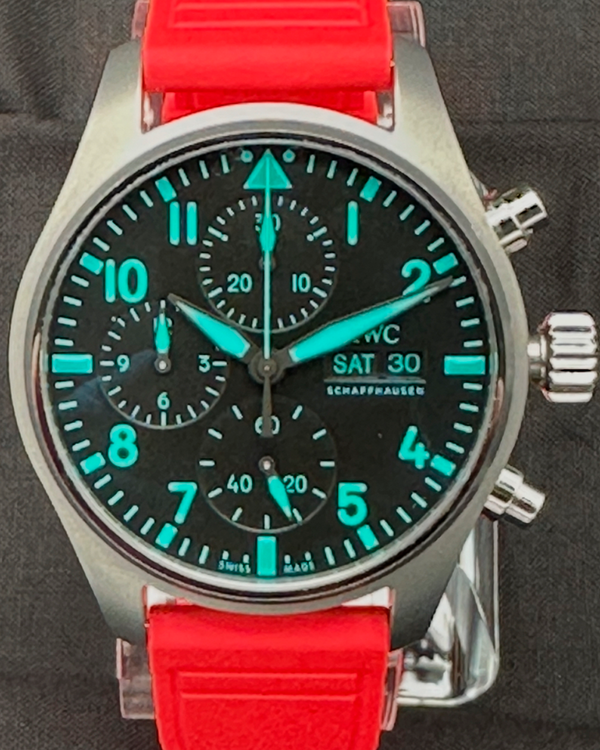 2023 IWC Schaffhausen Pilot Chronograph "Mercedes AMG Petronas F1" 41MM Black Dial Rubber Strap (IW388114)