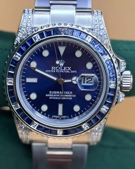 2012 Rolex Submariner Date 40MM Aftermarket Blue Dial Oyster Bracelet (116610LN)