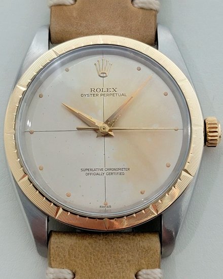 Rolex Oyster Perpetual Zephyr 34MM Silver Dial Aftermarket Leather Strap (1008)