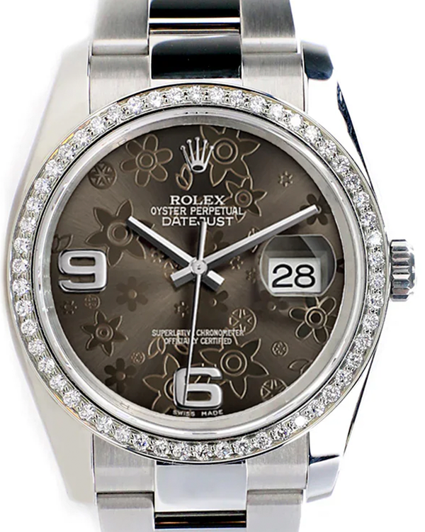 Rolex Datejust 36MM Rhodium "Floral Motif" Dial Oyster Bracelet (116200)