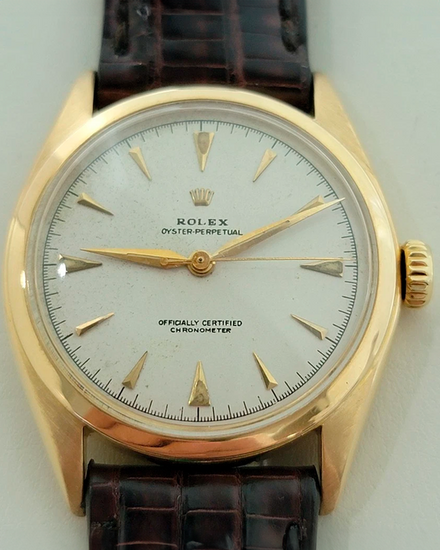 Rolex Oyster Perpetual 34MM White Dial Aftermarket Leather Strap (6084)