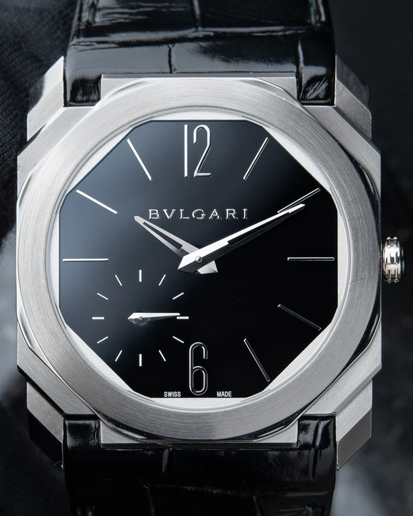 Bvlgari Octo Finissimo Extra Thin 40MM Black Dial Leather Strap (102028)