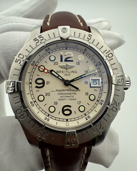 2005 Breitling Superocean 42MM Cream Dial Leather Strap (A1736010/G568)