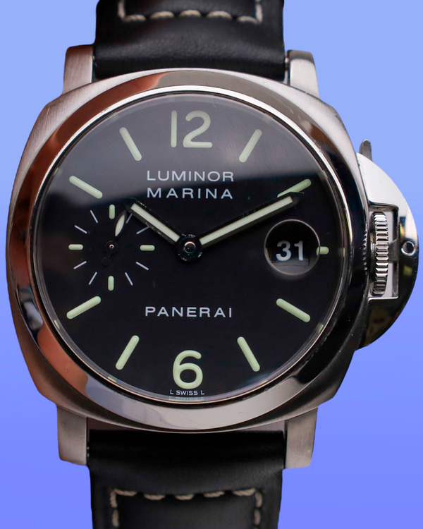 2004 Panerai Luminor Marina 40MM Black Dial Leather Strap (PAM00048)