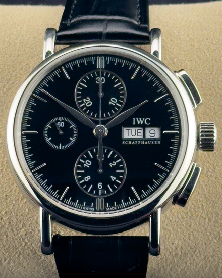 2018 IWC Schaffhausen Portofino Chronograph 41MM Black Dial Leather Strap (IW378303)