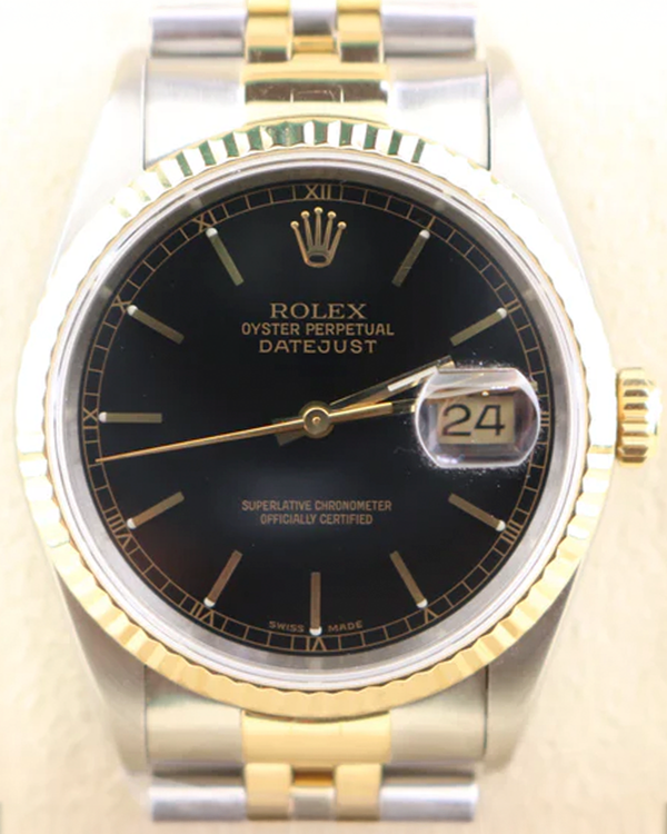 2000 Rolex Datejust 36MM Black Dial Two-Tone Jubilee Bracelet (16233)