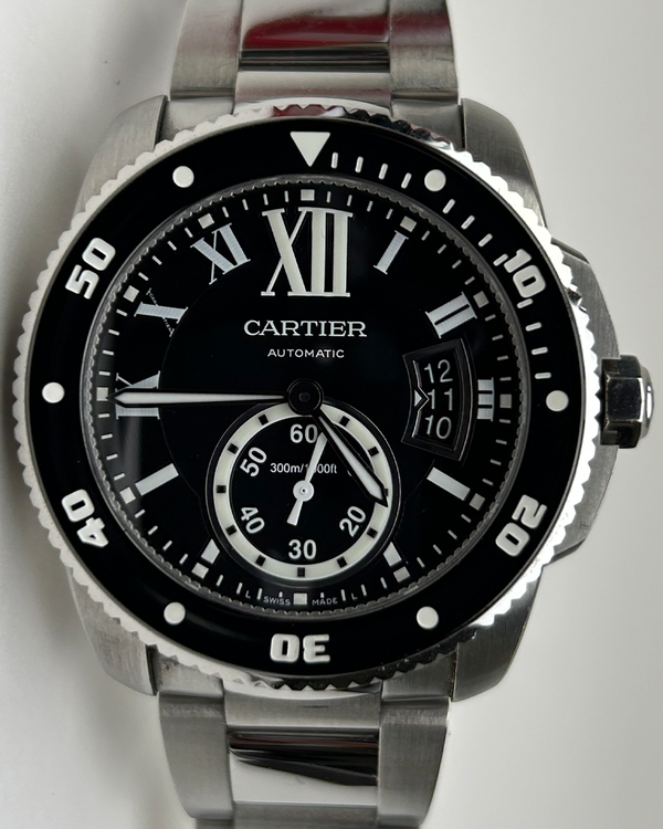 2017 Cartier Calibre de Cartier Diver 42MM Black Dial Steel Bracelet (W7100057)