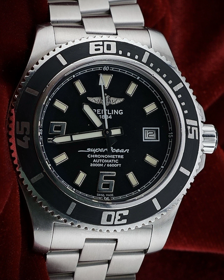 2011 Breitling Superocean 44MM Black Dial Steel Bracelet (A17391)