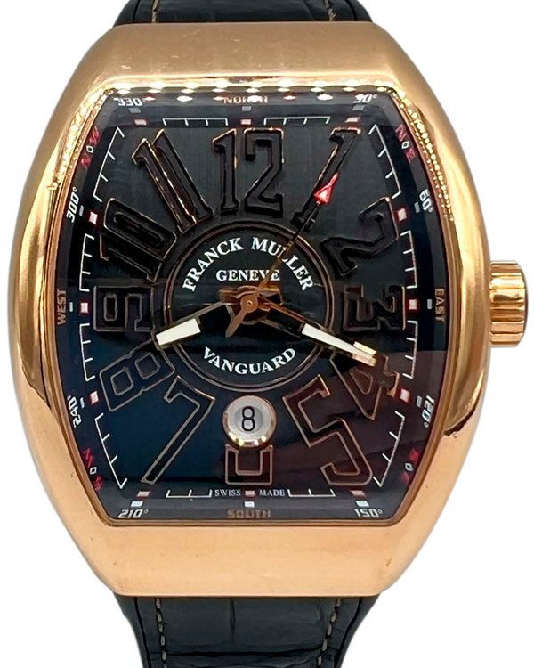 Franck Muller Vanguard 44MM Black Dial Leather Strap (V45 SC DT)