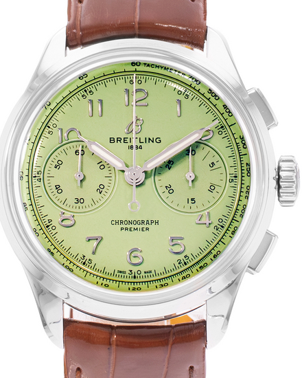 Breitling Premier B09 40MM Green Dial Leather Strap (AB0930D31L1P1)