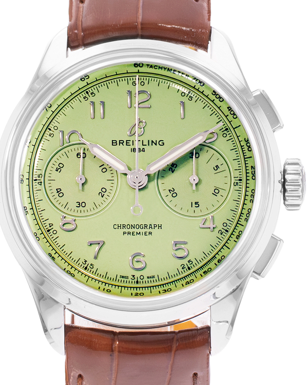 Breitling Premier B09 40MM Green Dial Leather Strap (AB0930D31L1P1)