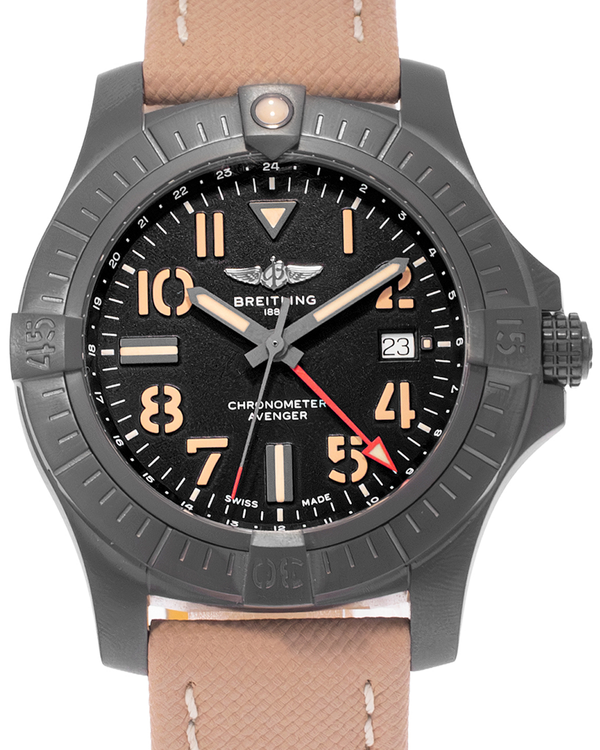 Breitling Avenger GMT Night Mission 45MM Black Dial Leather Strap (V32395101B1X1)