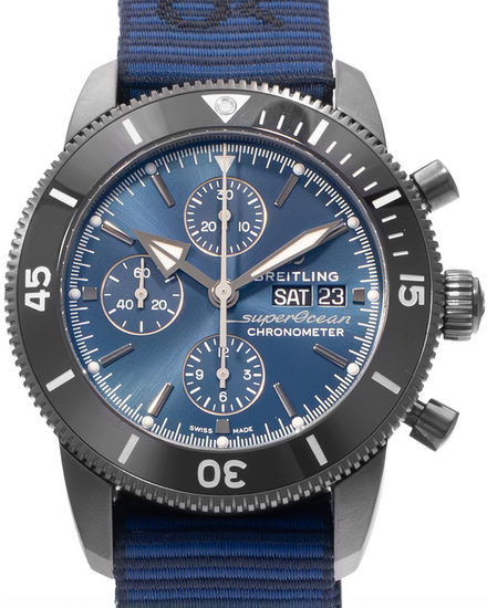 Breitling Superocean Heritage II Chronograph 44MM Blue Dial Textile Strap (M133132A1C1W1)
