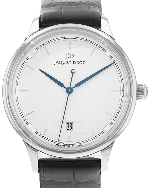 2023 Jaquet Droz Petite Heure Minute Grande Heure Minute Quantieme 39MM White Dial Leather Strap (J017510240)