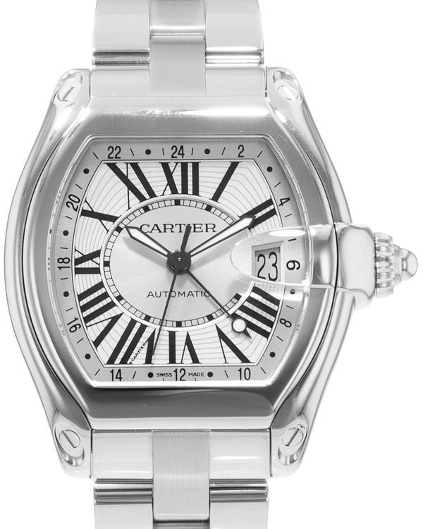 Cartier Roadster XL GMT 42MM Silver Dial Steel Bracelet (W62032X6)