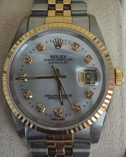 1993 Rolex Datejust 36MM Aftermarket Silver Diamond Dial Two-Tone Jubilee Bracelet (16233)