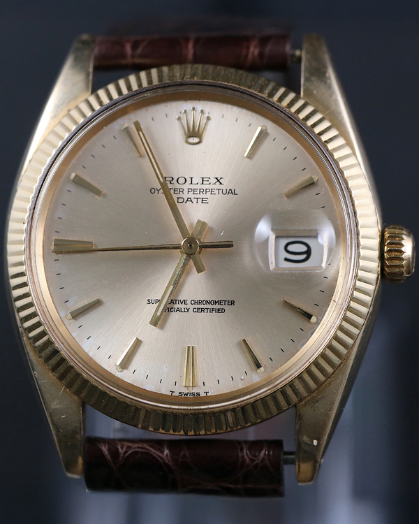 1968 (1.7 Mill Serial) Rolex Oyster Perpetual 34MM Silver Dial Aftermarket Leather Strap (1503)