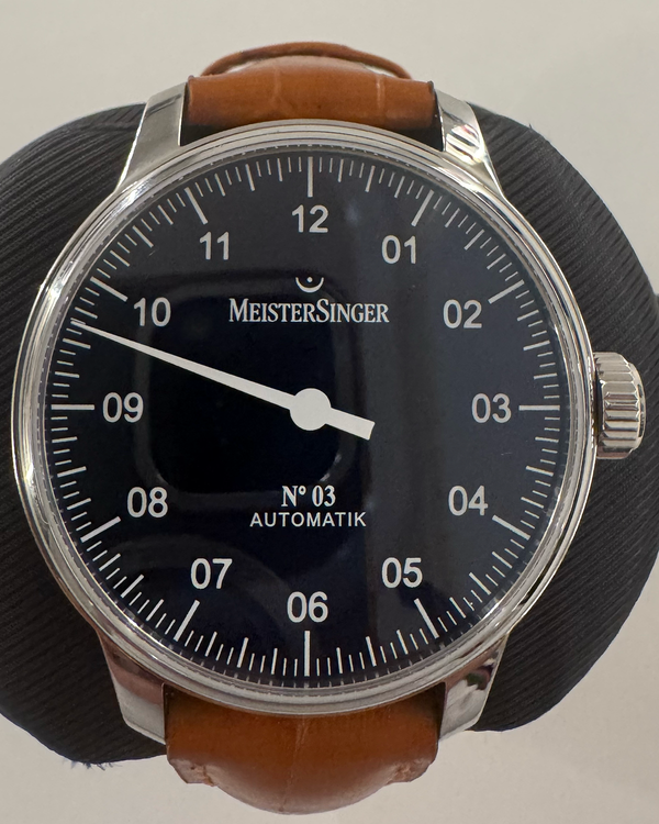 No Reserve - 2024 MeisterSinger N°03 Automatik 43MM Blue Dial Leather Strap (AM908)