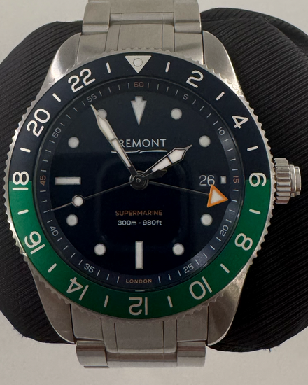 No Reserve - 2023 Bremont Supermarine GMT 40MM Black Dial Steel Bracelet (S302-BLGN-B)