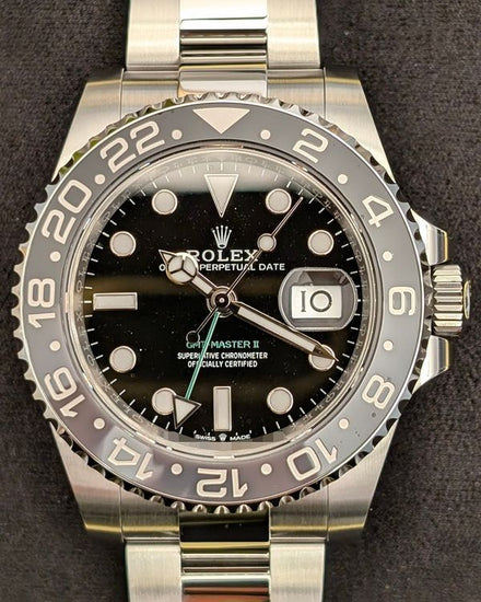 2025 Rolex GMT-Master II "Bruce Wayne" 40MM Black Dial Oyster Bracelet (126710GRNR)