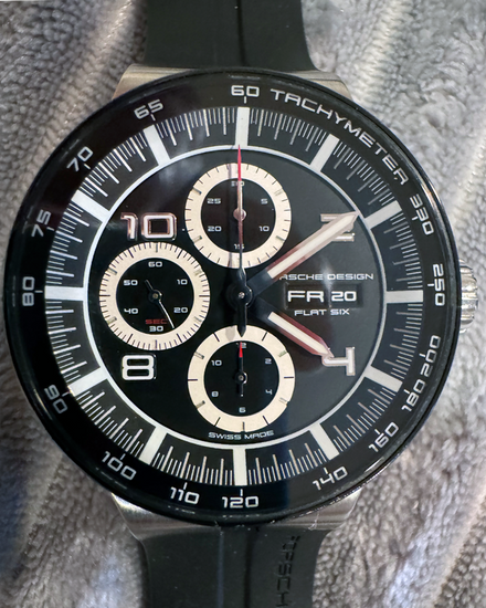 Porsche Design Flat Six 44MM Black Dial Rubber Strap (P.636042441254)