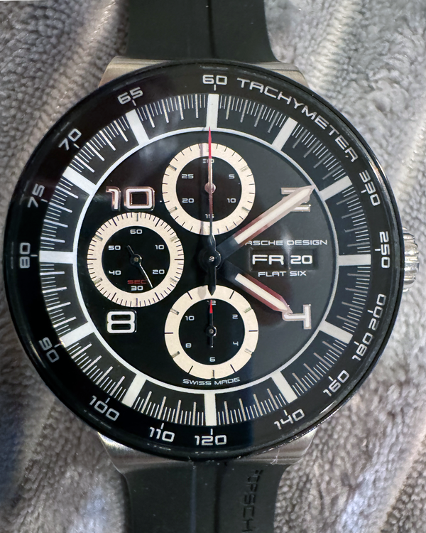 Porsche Design Flat Six 44MM Black Dial Rubber Strap (P.636042441254)