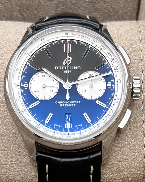 2020 Breitling Premier B01 Chronograph 42MM Black Dial Leather Strap (AB0118)