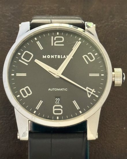Montblanc Timewalker 42MM Black Dial Leather Strap (7070)