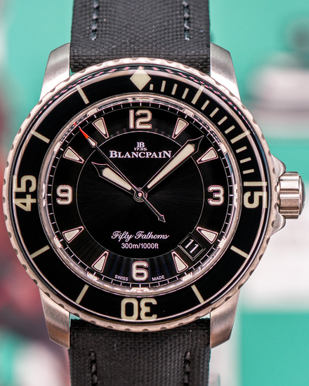 2021 Blancpain Fifty Fathoms Titanium 45MM Black Dial Textile Strap (5015-12B30-B52A)