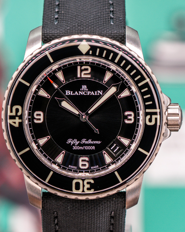 2021 Blancpain Fifty Fathoms Titanium 45MM Black Dial Textile Strap (5015-12B30-B52A)