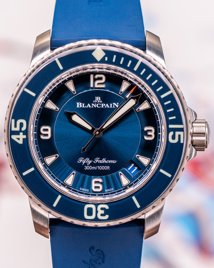 2019 Blancpain Fifty Fathoms Titanium 45MM Blue Dial Rubber Strap (5015-12B40-O52A)