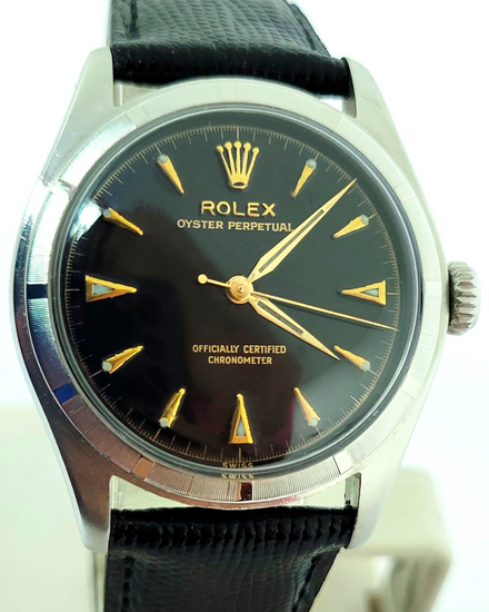 1952 Rolex Oyster Perpetual 34MM Black Dial Aftermarket Leather Strap (6107)