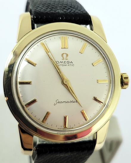 Omega Seamaster 34.5MM Silver Dial Aftermarket Leather Strap (2577)
