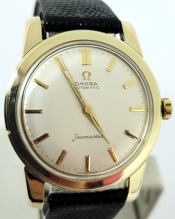 Omega Seamaster 34.5MM White Dial Aftermarket Leather Strap (2577)