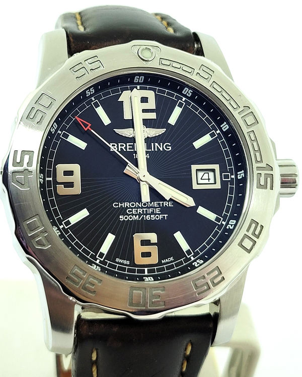 2013 Breitling Colt 44MM Quartz Black Dial Leather Strap (A74387)