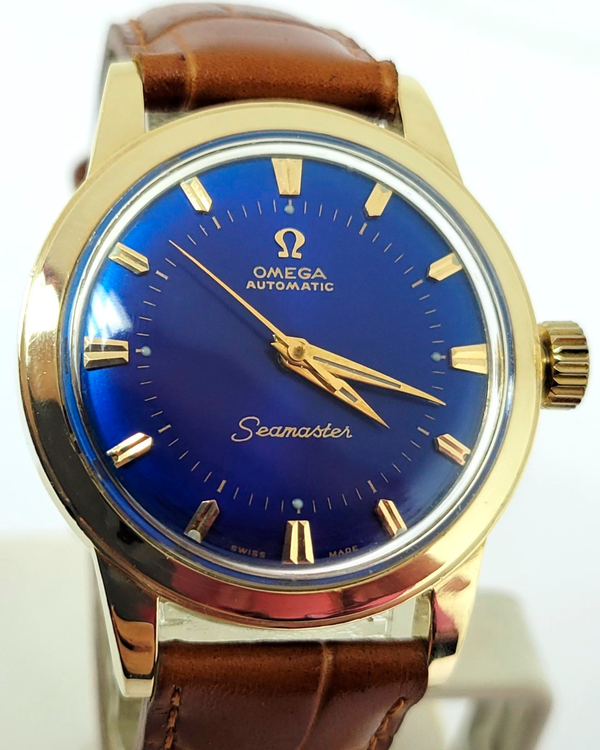 Omega Seamaster 34MM Blue Dial Aftermarket Leather Strap (GX6546)