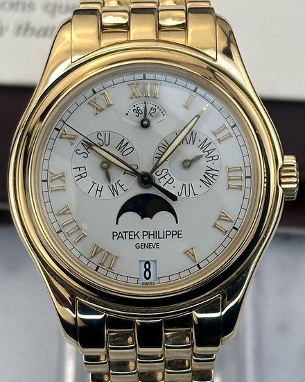 2002 Patek Philippe Annual Calendar 37MM White Dial Yellow Gold Bracelet (5036/1J-010)