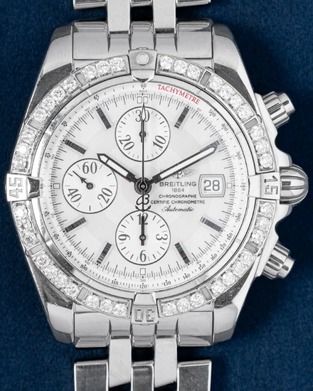Breitling Chronomat Evolution 44MM White Dial Steel Bracelet (A13356)