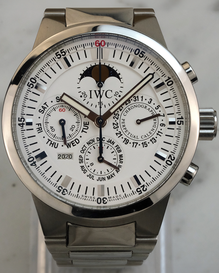 IWC Schaffhausen GST Chronograph Perpetual Calendar 43MM White Dial Steel Bracelet (IW375609)