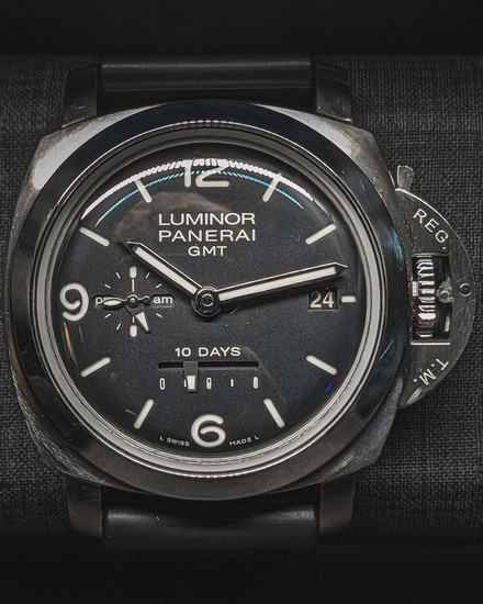 2013 Panerai Luminor 1950 10 Days GMT 44MM Black Dial Rubber Strap (PAM00270)