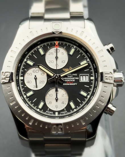 Breitling Colt Chronograph 44MM Black Dial Steel Bracelet (A13388)