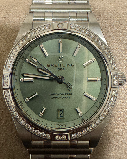 Breitling Chronomat 36MM Green Dial Steel Bracelet (A10380)