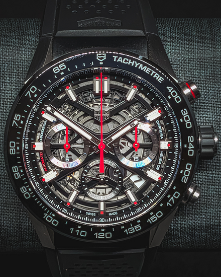 Tag Heuer Carrera 45MM Skeleton Dial Rubber Strap (CBG2A10.FT6168)