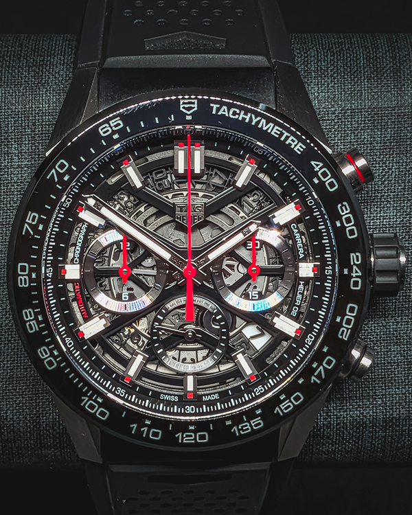 Tag Heuer Carrera 45MM Skeleton Dial Rubber Strap (CBG2A10.FT6168)