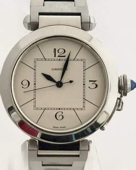 Cartier Pasha De Cartier 42MM Silver Dial Steel Bracelet (W31072M7)