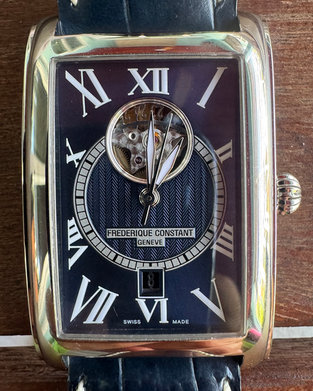 No Reserve - Frederique Constant Classics Carree 47MM Blue Dial Leather Strap (FC-315DNS4C26)