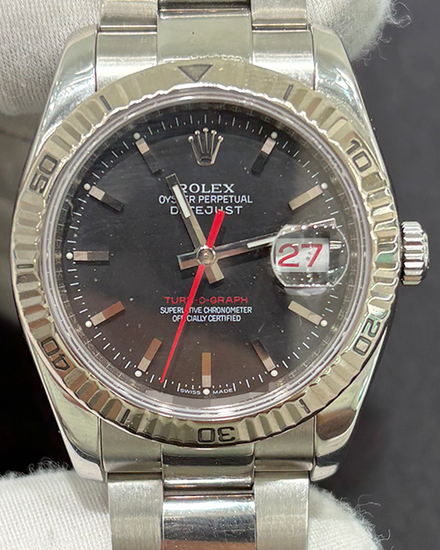 2003 Rolex Datejust Turn-O-Graph 36MM Black Dial Oyster Bracelet (116264)