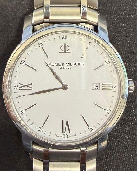 No Reserve - Baume & Mercier Classima 42MM Quartz White Dial Aftermarket Steel Bracelet (65493)