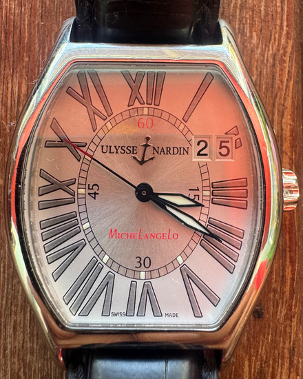 2013 Ulysse Nardin Michelangelo 35MM Silver Dial Leather Strap (233-68)