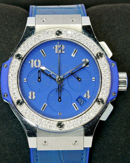 Hublot Big Bang Chronograph "Tutti Frutti" 41MM Blue Dial Leather Strap (341.SL.5190.LR.1104)